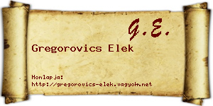 Gregorovics Elek névjegykártya